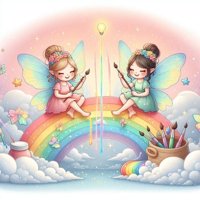 Fairy painting rainbow