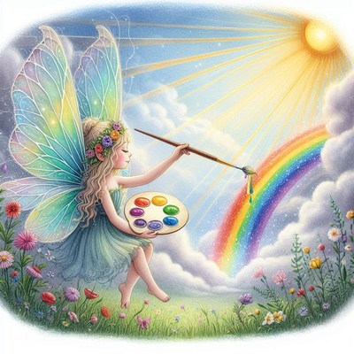 Fairy painting rainbow