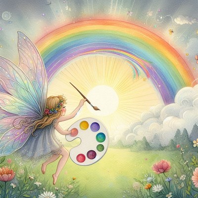 Fairy painting rainbow