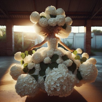 Girl in flower dress at sunset
