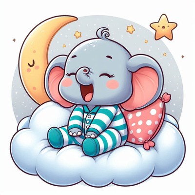Elephant sleeping on cloud