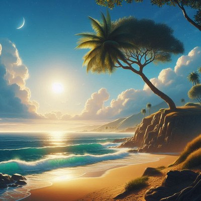 Tropical beach sunset