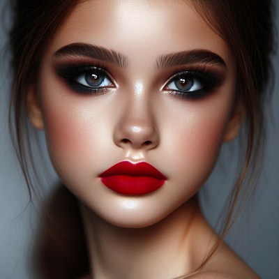 Woman with red lipstick