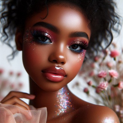 Woman with glitter makeup