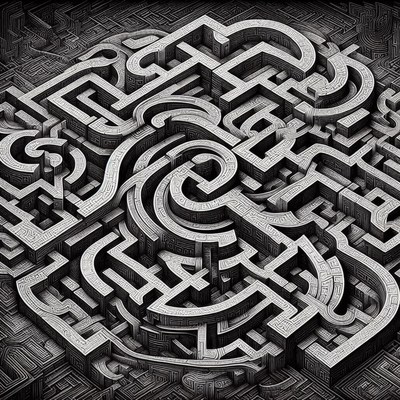 Intricate black and white maze pattern