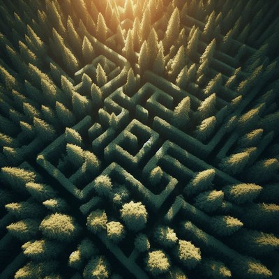 Aerial view of forest maze