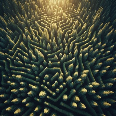 Aerial view of a forest maze