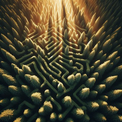 Aerial view of a forest maze