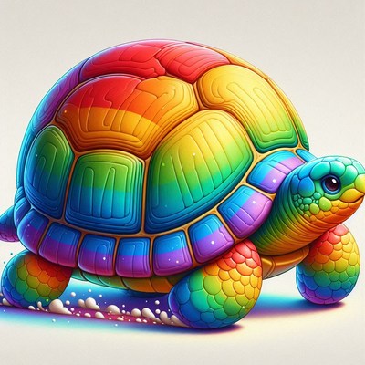 Rainbow turtle running