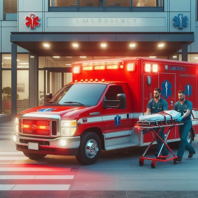 Ambulance arriving at hospital