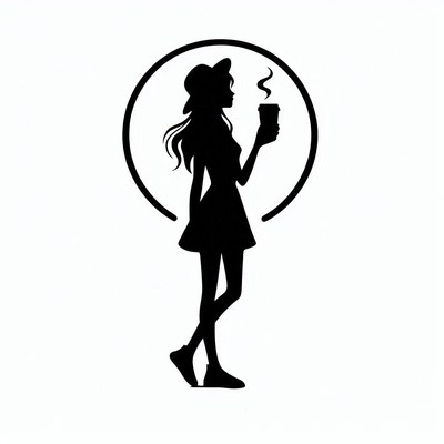 Woman holding coffee silhouette