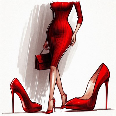 Woman in red dress and heels