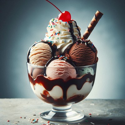 Chocolate-covered ice cream sundae