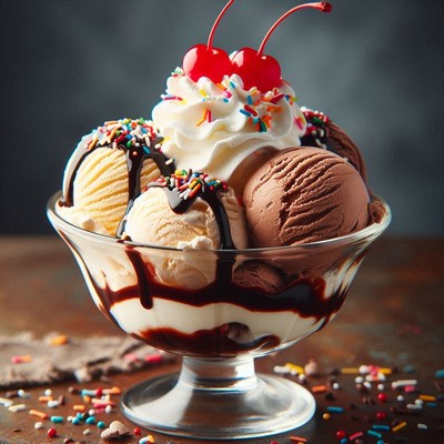 Chocolate-covered ice cream sundae