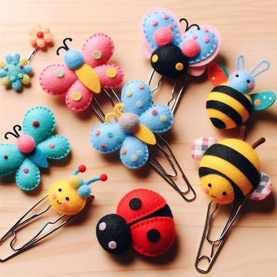 Felt insect hair clips