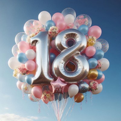 Balloon number eighteen birthday celebration