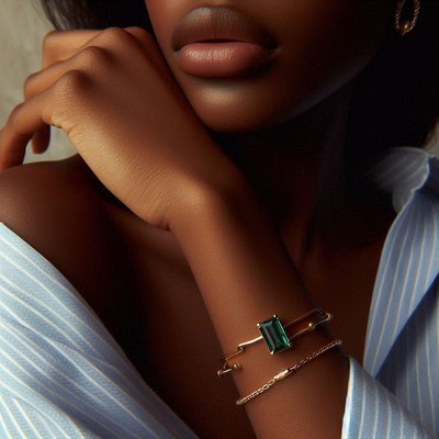 Woman's arm with gold bracelet