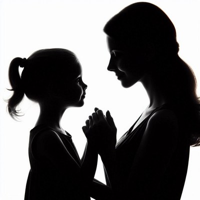 Mother and daughter silhouette
