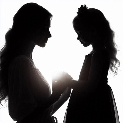 Mother and daughter silhouette