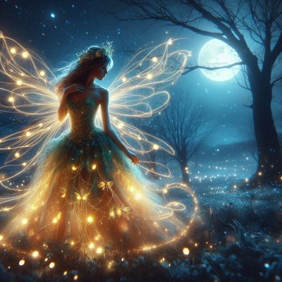 Fairy in a moonlight forest