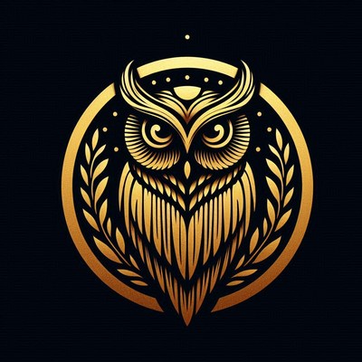 Golden owl illustration