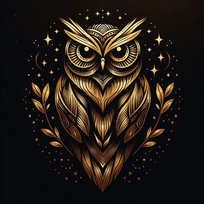 Golden owl illustration