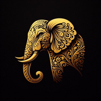 Ornate golden elephant illustration