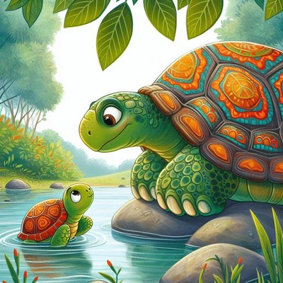 Turtle encounter by the pond