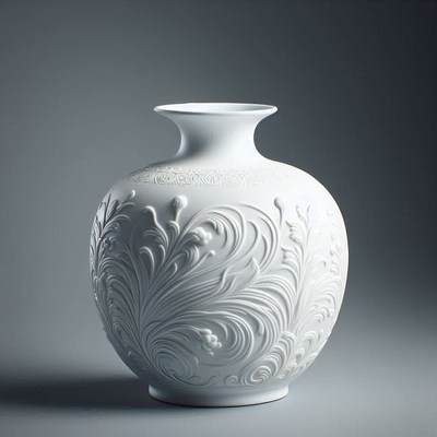 White porcelain vase with floral design