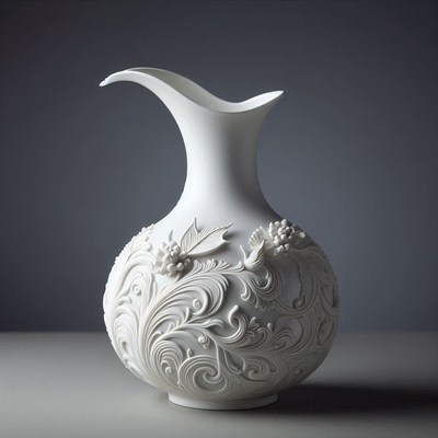 White porcelain vase with floral design