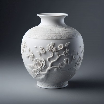 White porcelain vase with flower design