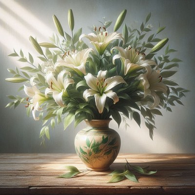 White lilies in vase