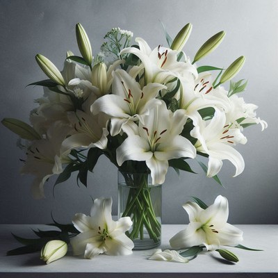White lilies in a vase