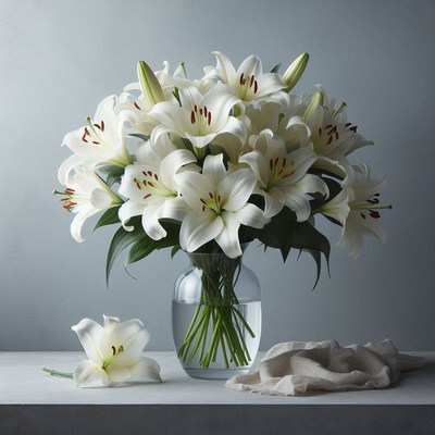 White lilies in vase