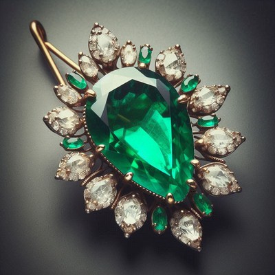 Emerald and diamond hair clip