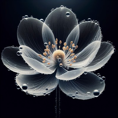 White flower with water droplets