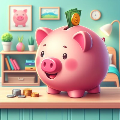 Piggy bank saving money