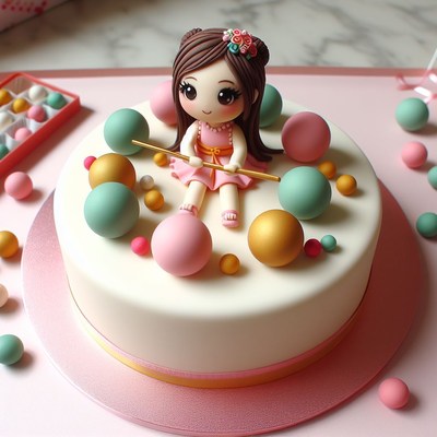 Doll cake with colorful balls