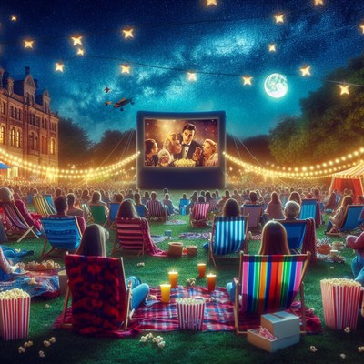 Outdoor movie night under the stars
