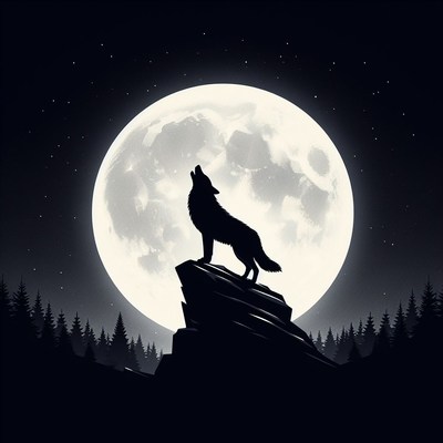 Wolf howling at the full moon