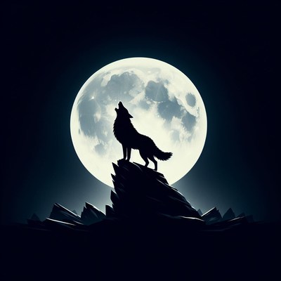 Wolf howling at full moon