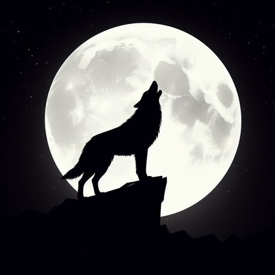 Wolf howling at full moon