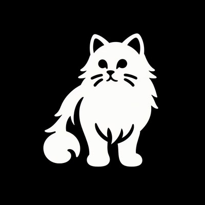 White cat sitting on black background