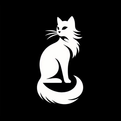 White cat silhouette