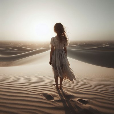 Woman standing in desert sands