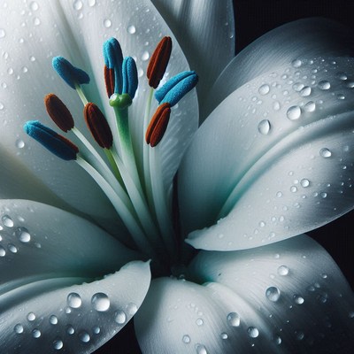 White lily with dewdrops