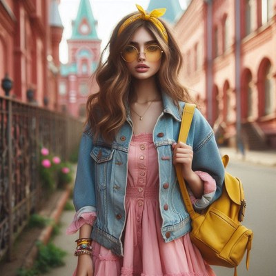 Woman in denim jacket and sunglasses