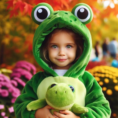 Girl in frog costume