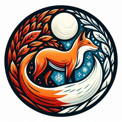 Fox under full moon illustration