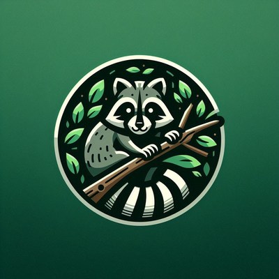Raccoon on branch illustration
